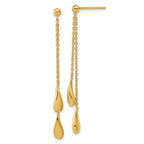 Sterling Silver Gold-tone Polished Teardrop Dangle Post Earrings