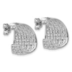 Sterling Silver RH-plated Polished Dia-cut Woven Pattern J-Hoop Po