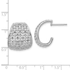 Sterling Silver RH-plated Polished Dia-cut Woven Pattern J-Hoop Po