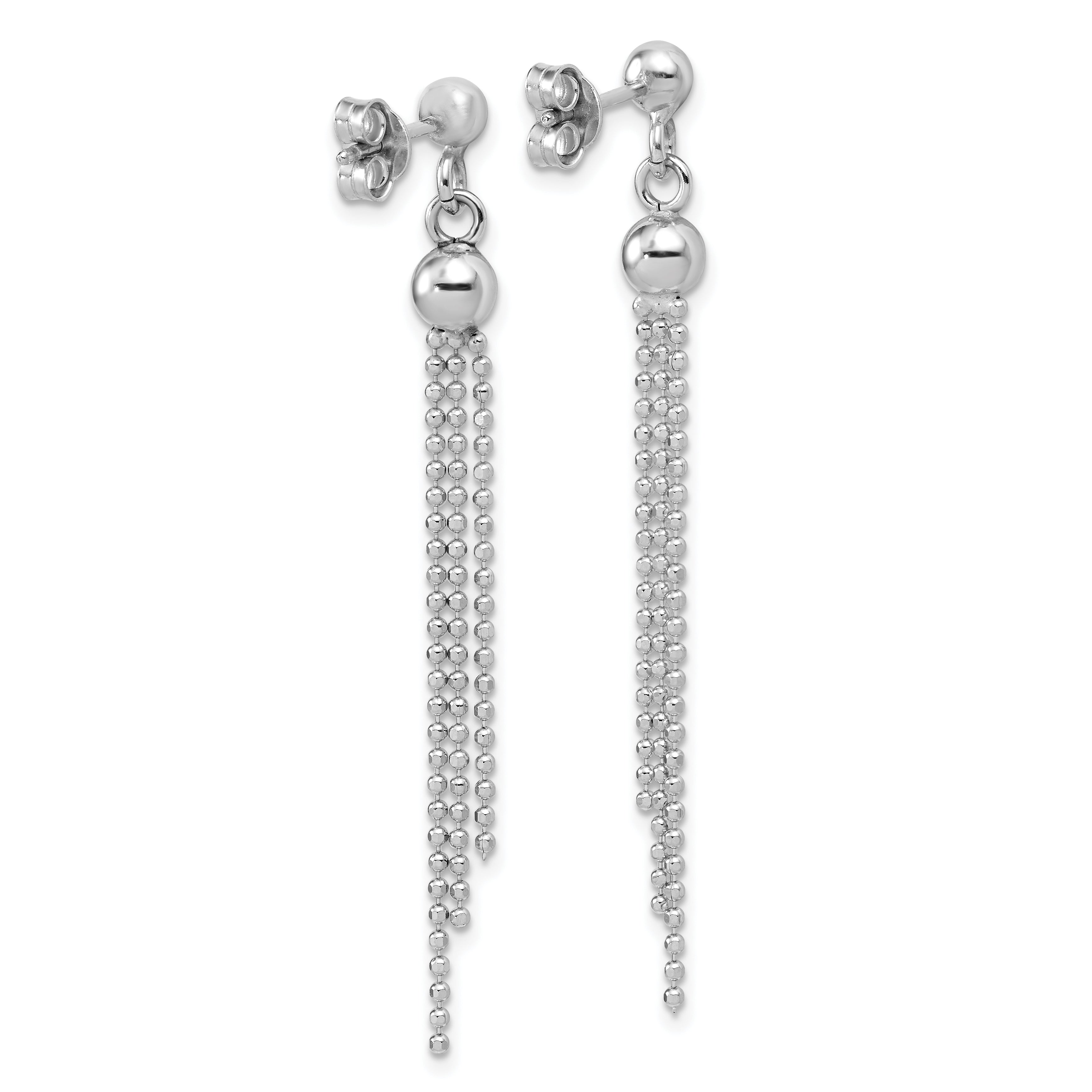 Sterling Silver RH-plated Polished D/C Fancy Dangle Post Earrings