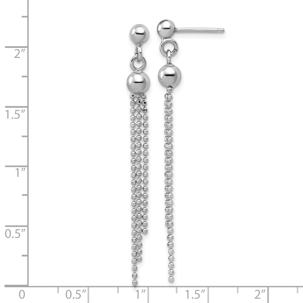 Sterling Silver RH-plated Polished D/C Fancy Dangle Post Earrings