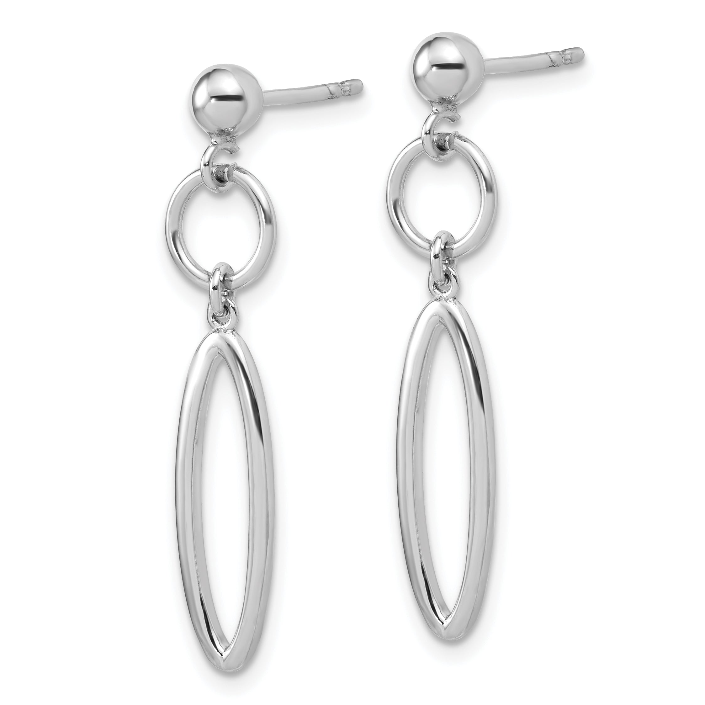 Sterling Silver RH-plated pol. Geometric Dangle Post Earrings