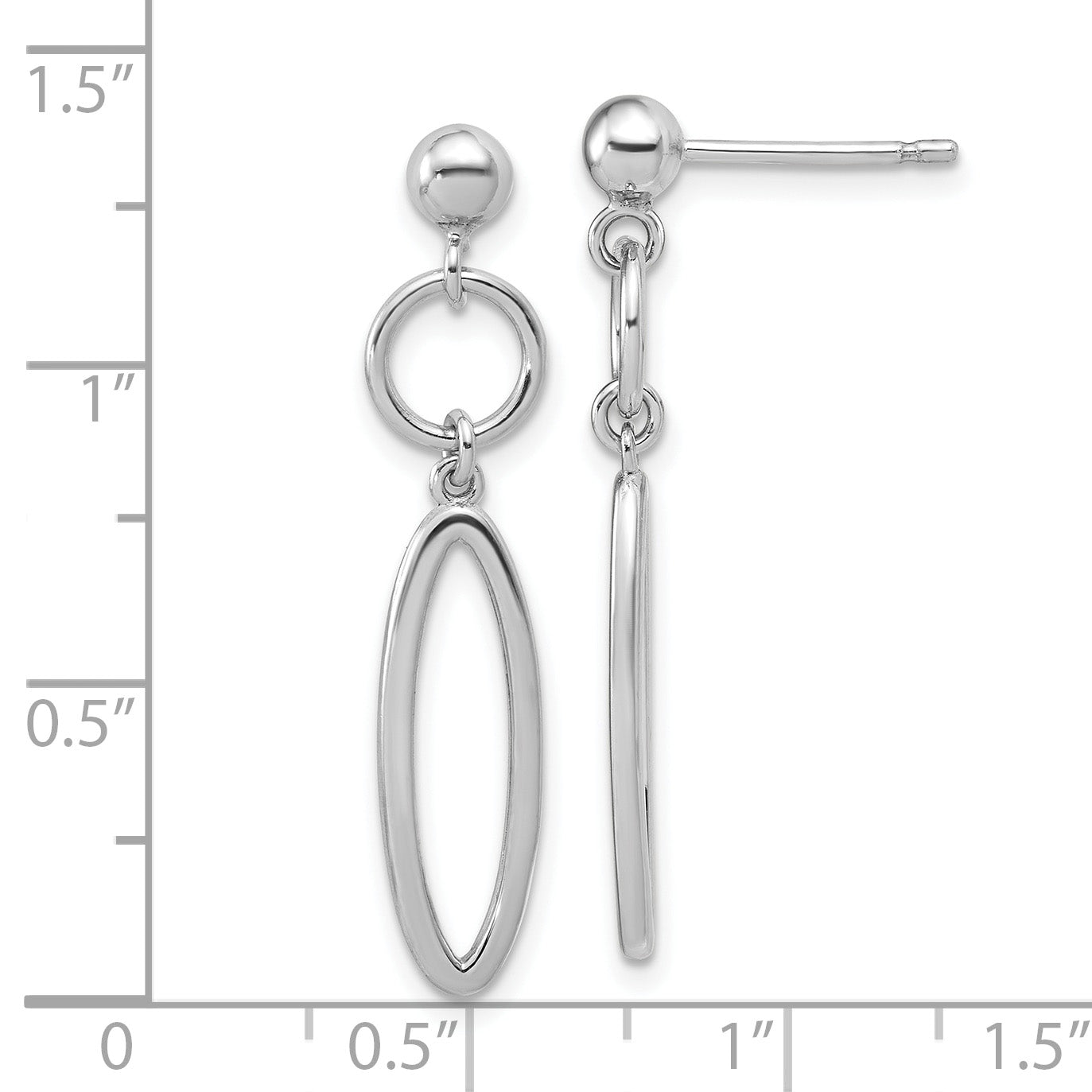 Sterling Silver RH-plated pol. Geometric Dangle Post Earrings