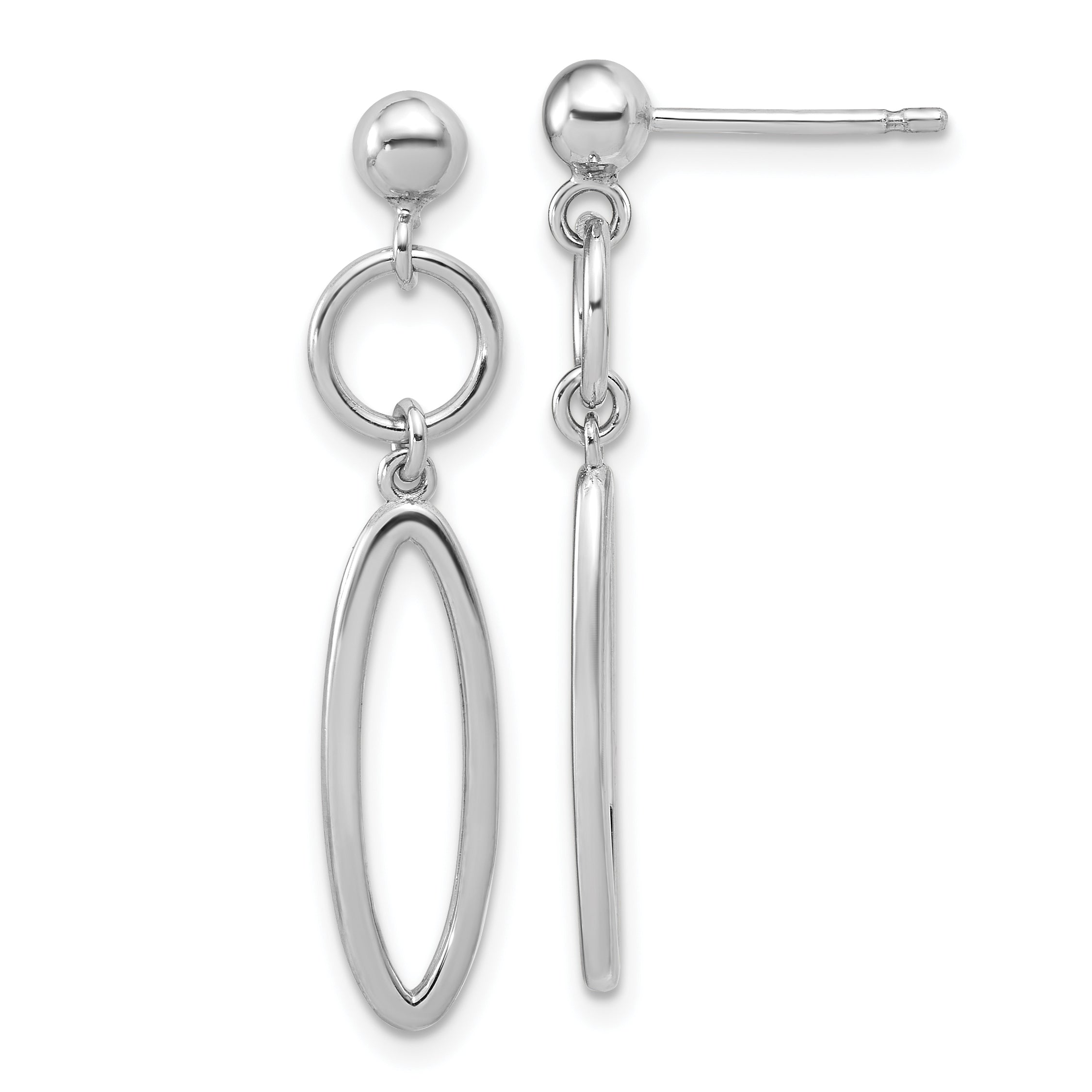 Sterling Silver RH-plated pol. Geometric Dangle Post Earrings