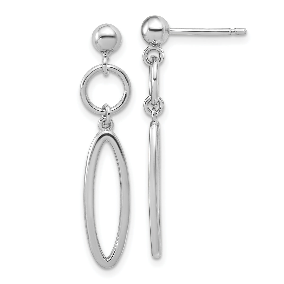 Sterling Silver RH-plated pol. Geometric Dangle Post Earrings