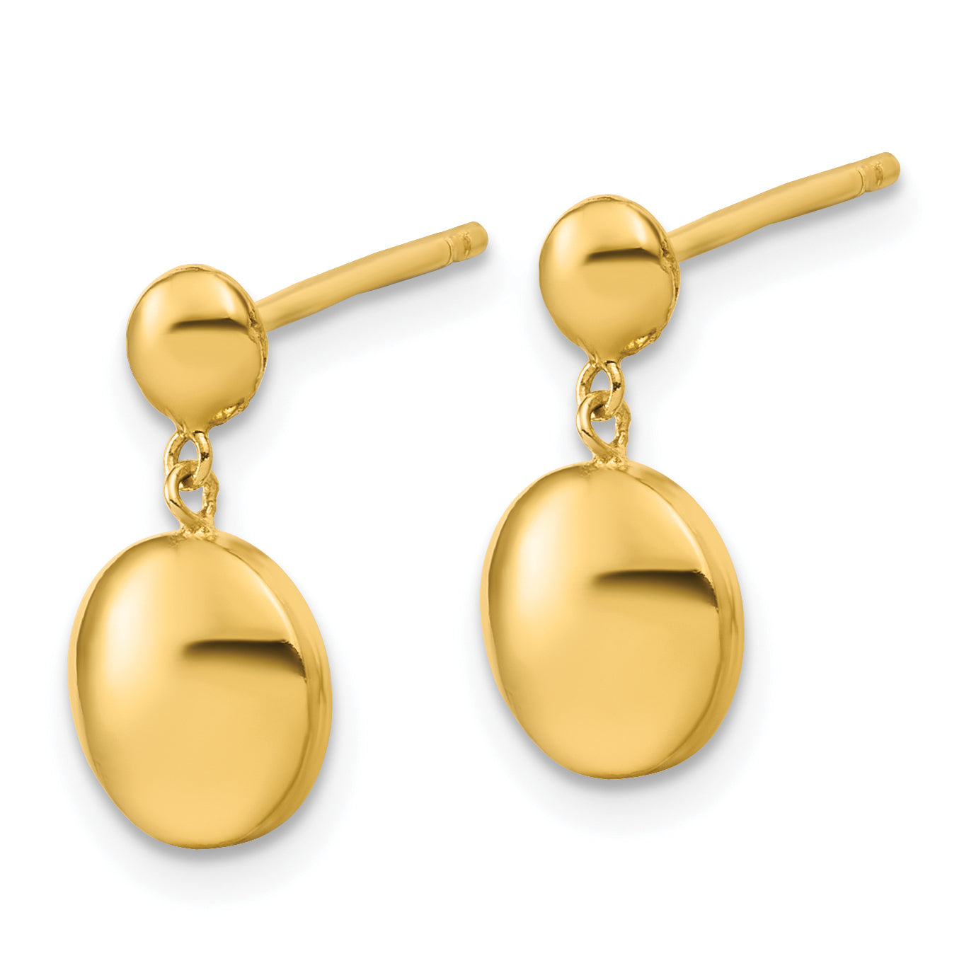 Sterling Silver Gold-tone Polished Circle Dangle Post Earrings Secondary image