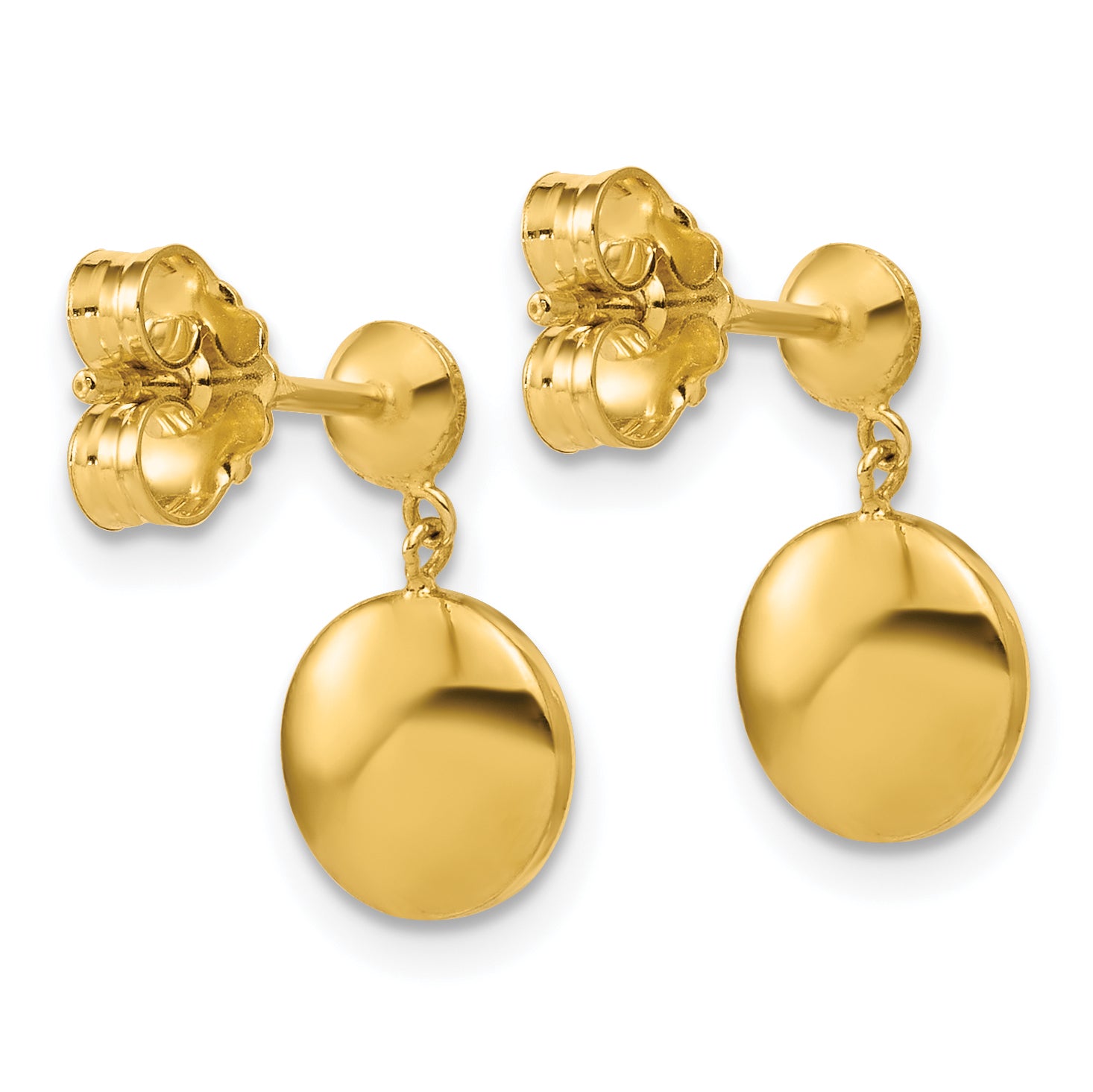 Sterling Silver Gold-tone Polished Circle Dangle Post Earrings