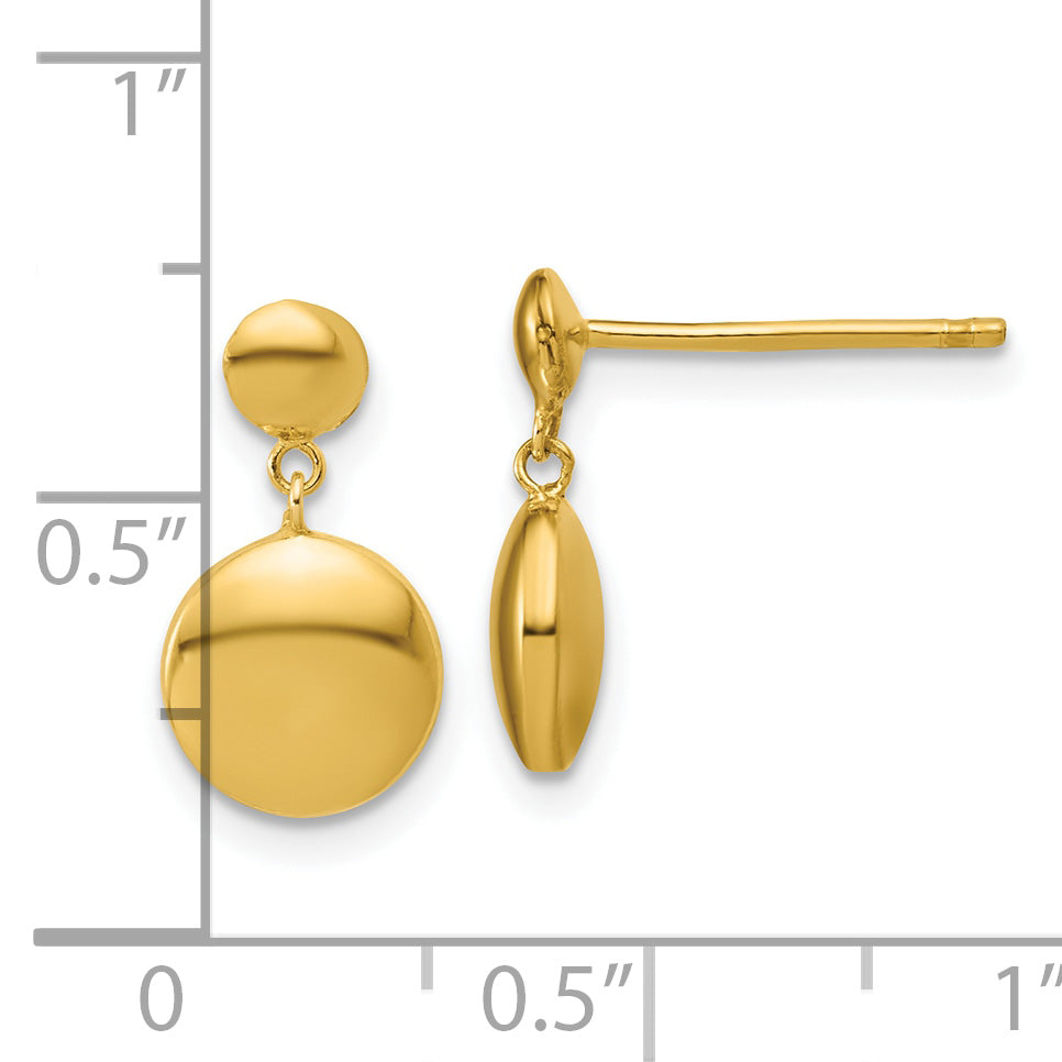 Sterling Silver Gold-tone Polished Circle Dangle Post Earrings