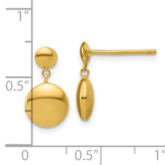 Sterling Silver Gold-tone Polished Circle Dangle Post Earrings