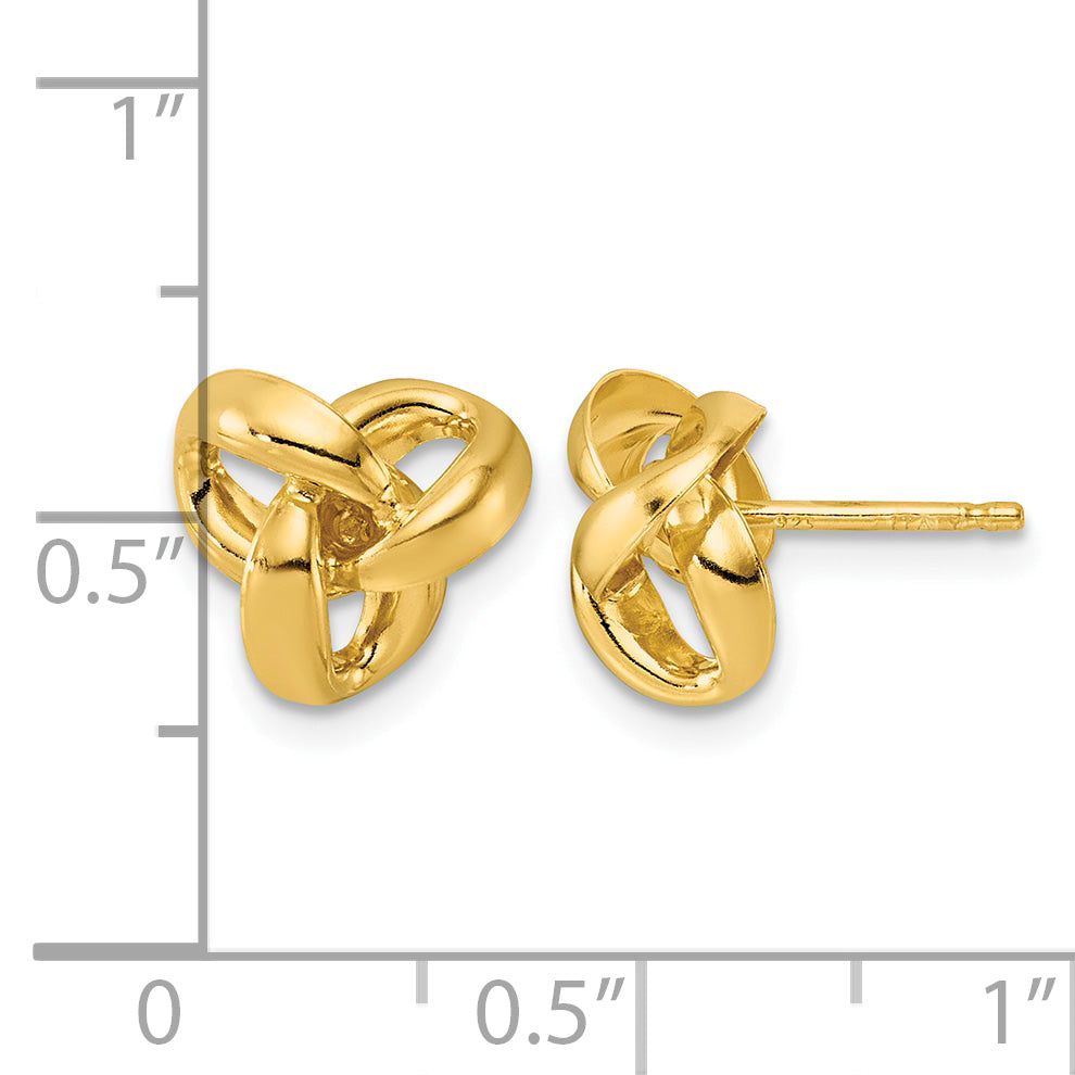 Gold-Plated Sterling Silver Love Knot Button Earrings