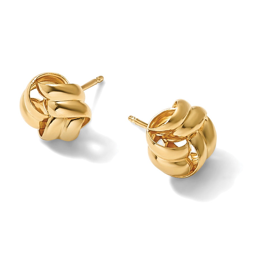 Gold-Plated Sterling Silver Love Knot Button Earrings