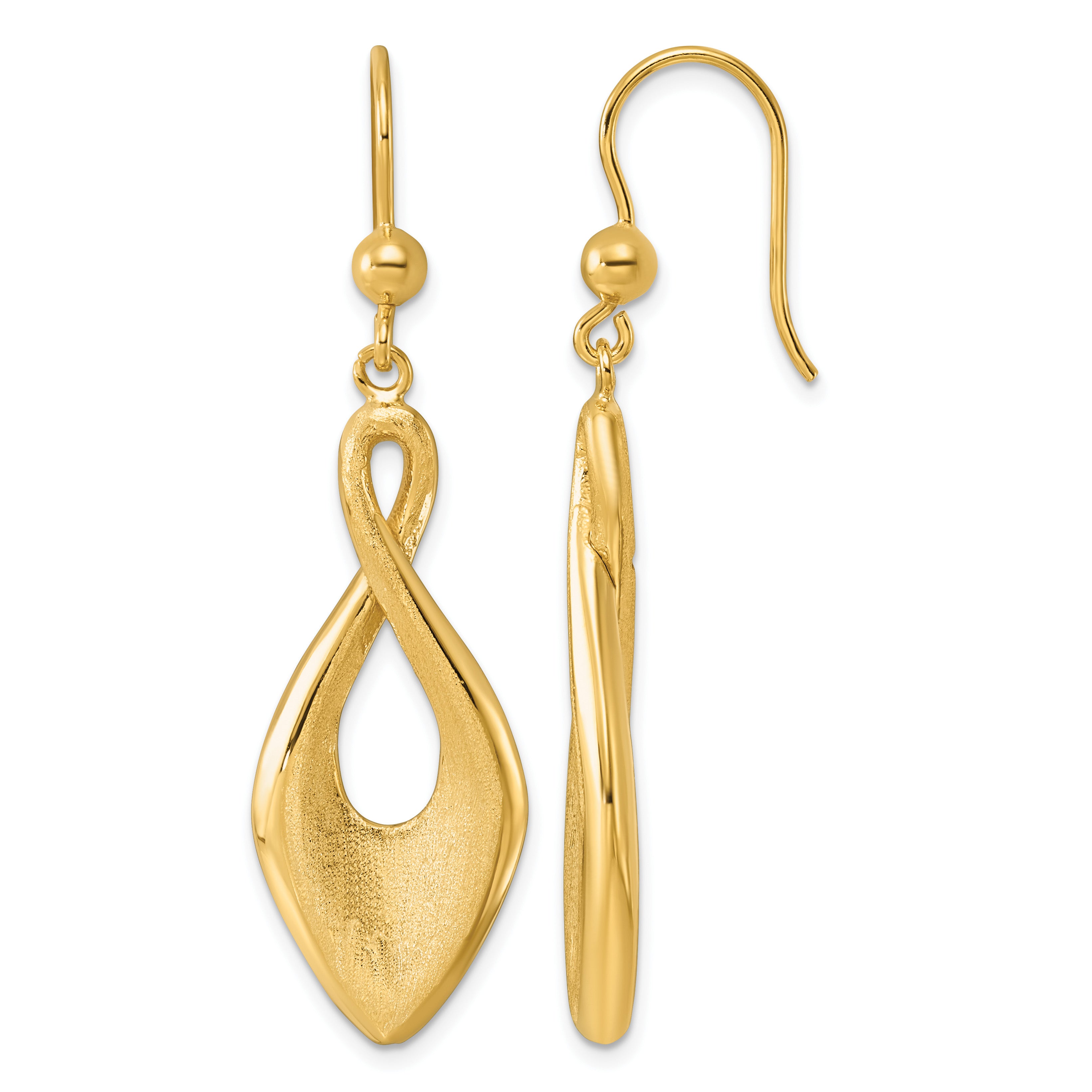 Gold-Plated Sterling Silver Brushed & Polished Drop Earrings Main image