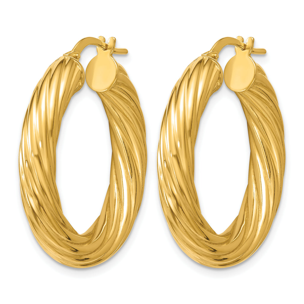 Gold-Plated Sterling Silver Grooved Hoop Earrings, 4.5mm
