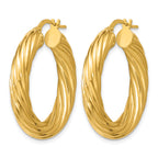 Gold-Plated Sterling Silver Grooved Hoop Earrings, 4.5mm