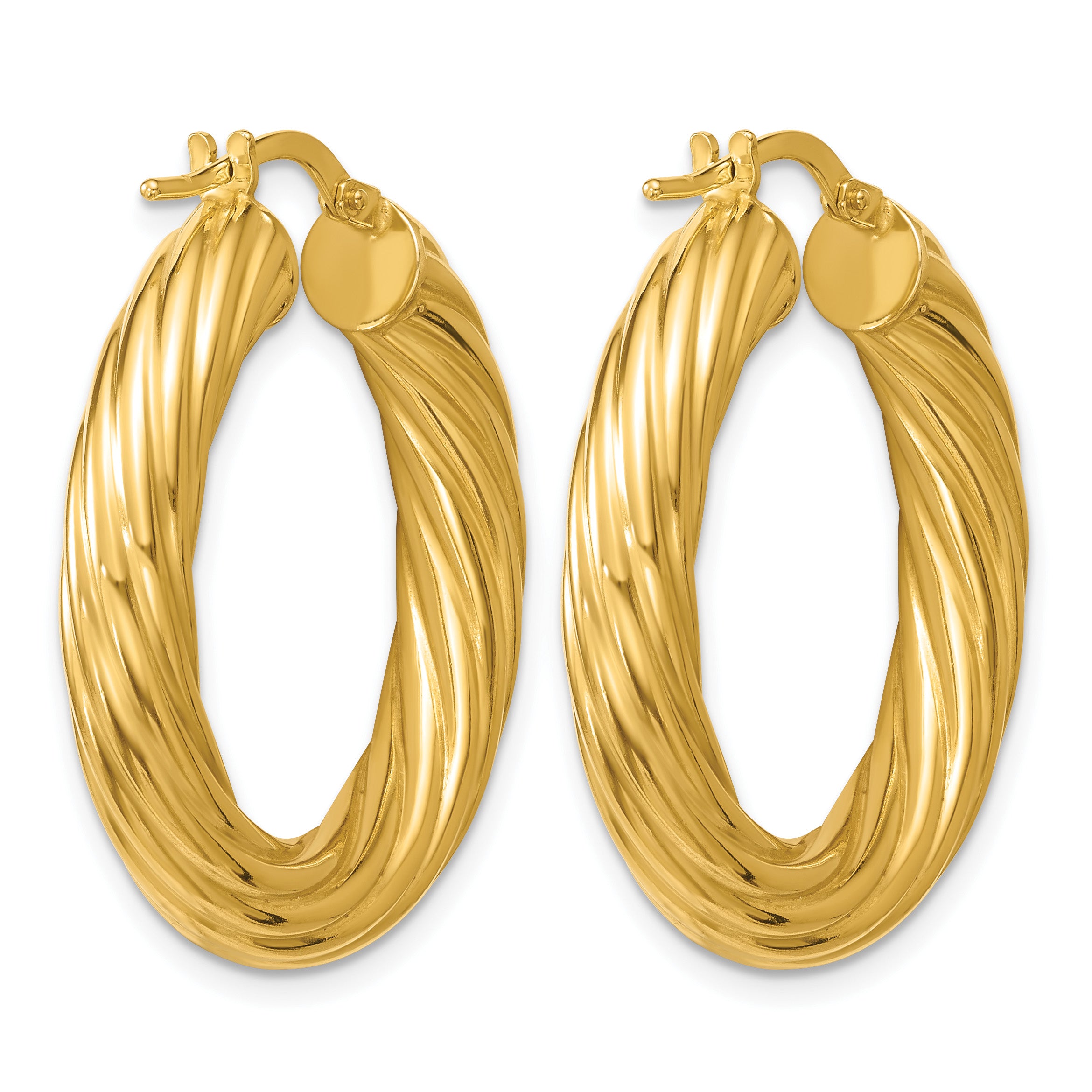 Gold-Plated Sterling Silver Grooved Hoop Earrings, 4.5mm