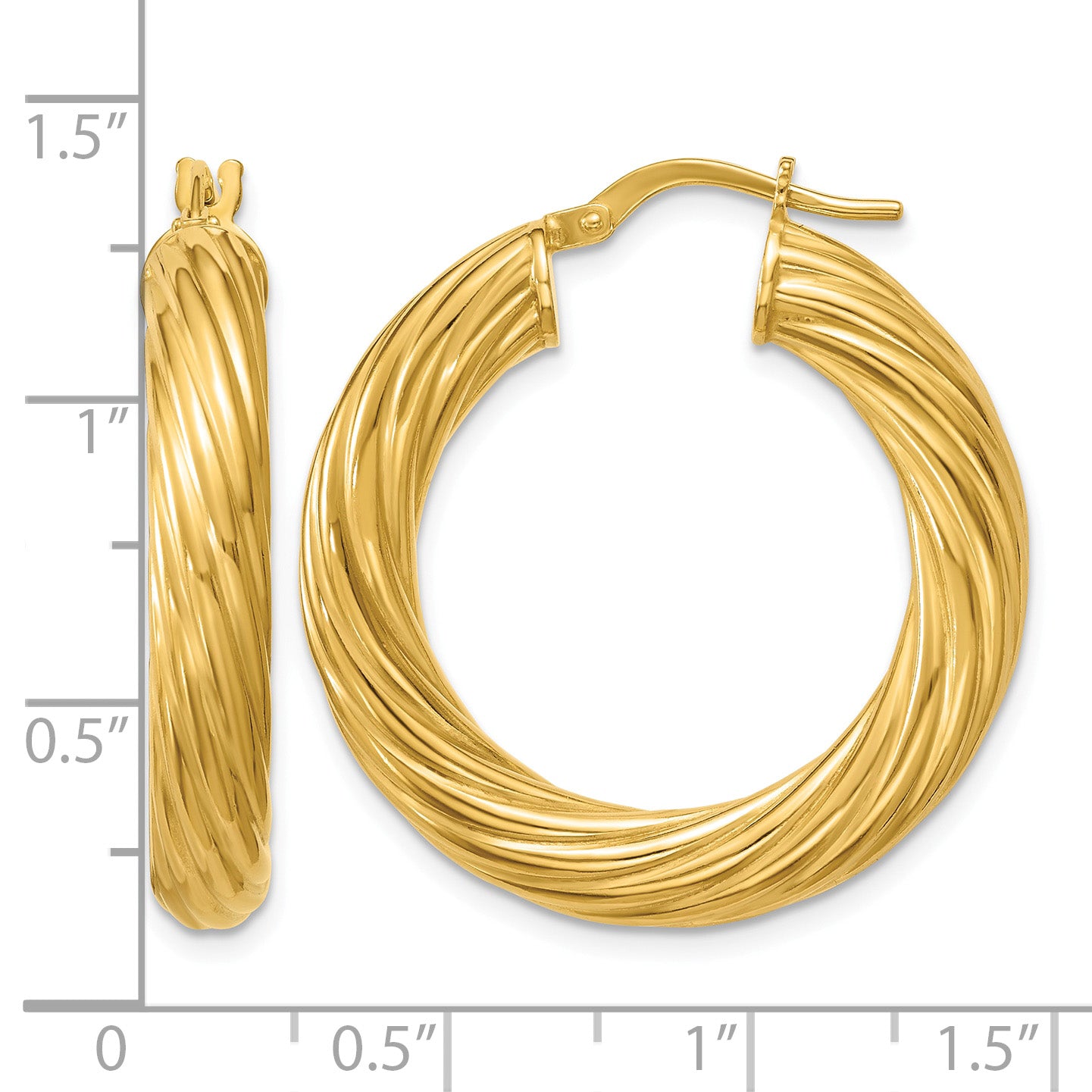 Gold-Plated Sterling Silver Grooved Hoop Earrings, 4.5mm