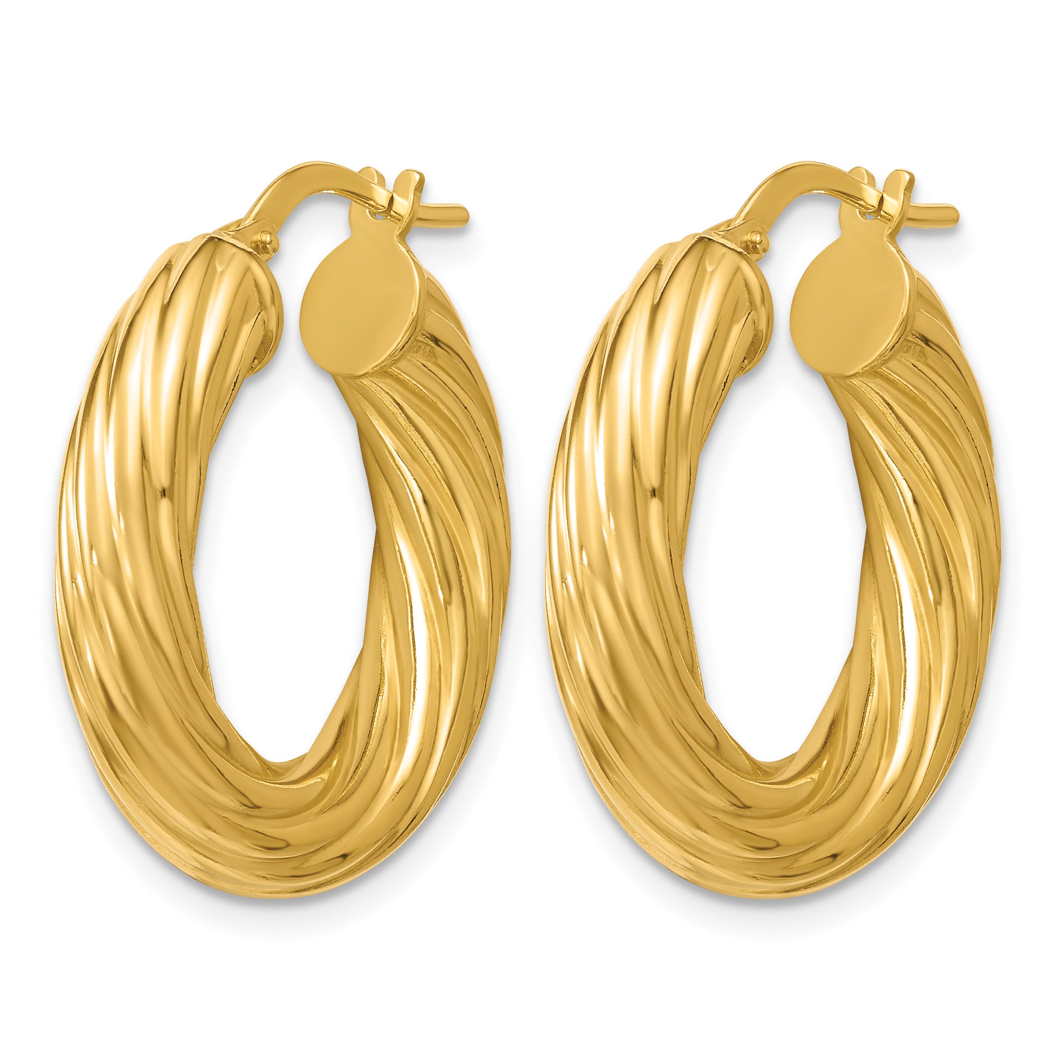 Gold-Plated Sterling Silver Grooved Hoop Earrings, 4.5mm