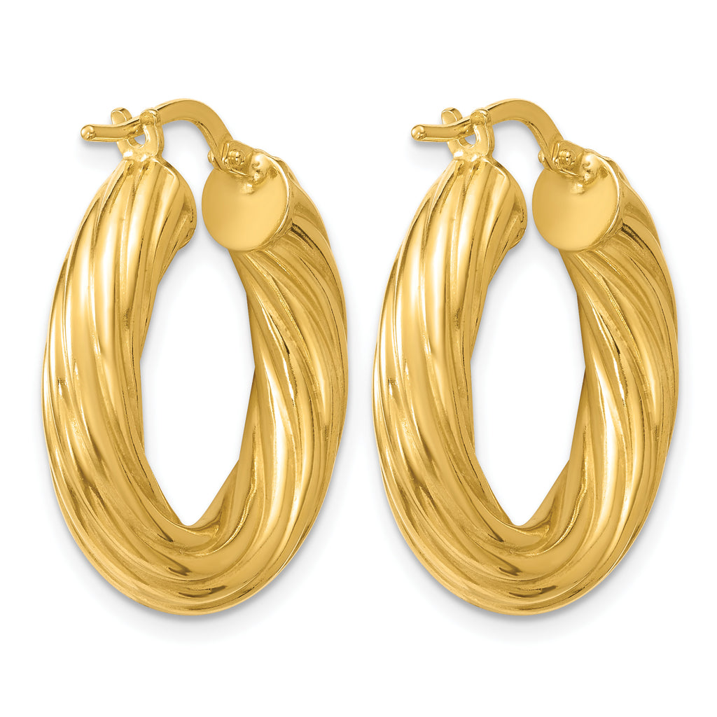 Gold-Plated Sterling Silver Grooved Hoop Earrings, 4.5mm
