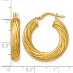 Gold-Plated Sterling Silver Grooved Hoop Earrings, 4.5mm