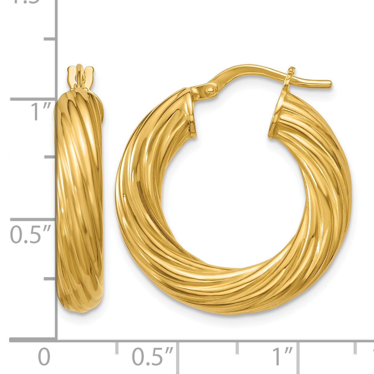Gold-Plated Sterling Silver Grooved Hoop Earrings, 4.5mm