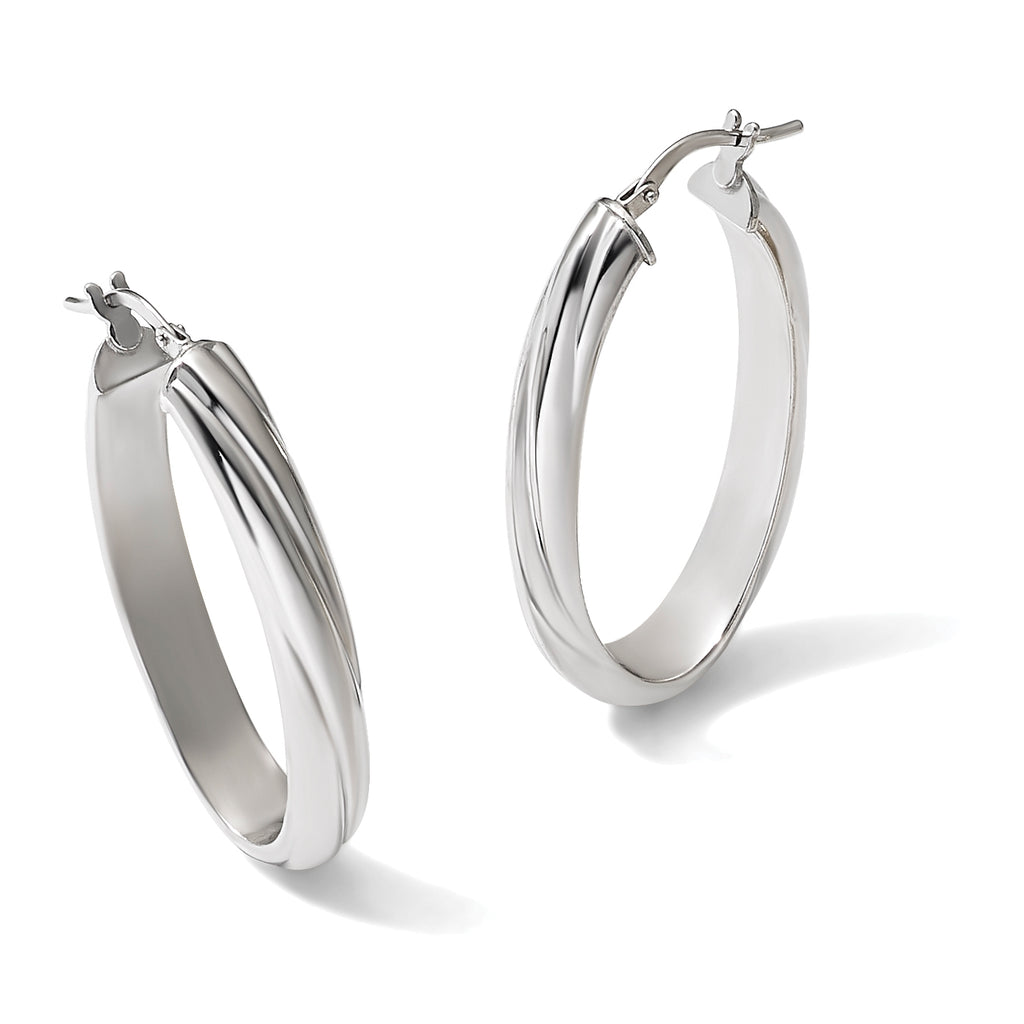 Sterling Silver Grooved Hoop Earrings, 5.5mm