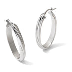 Sterling Silver Grooved Hoop Earrings, 5.5mm