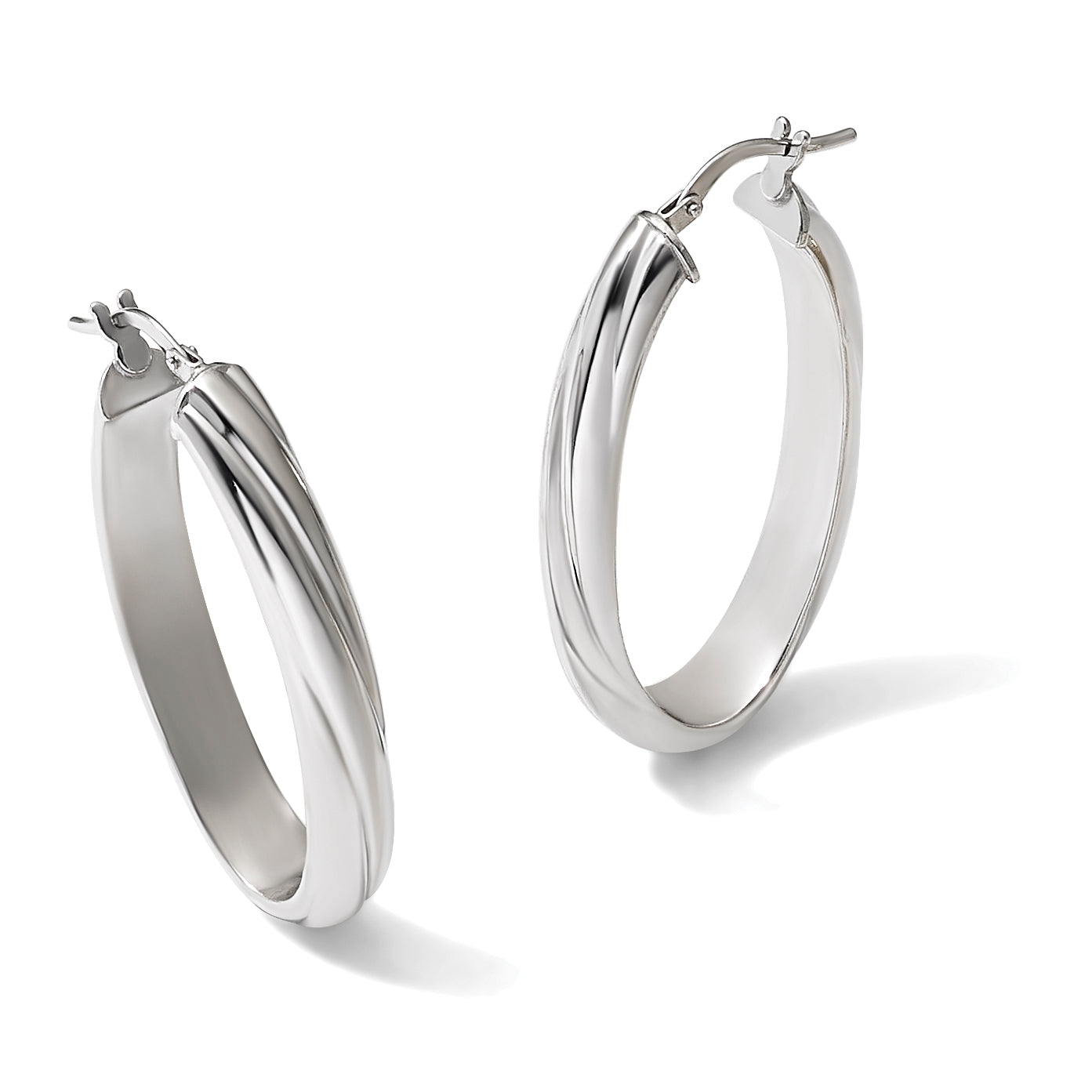 Sterling Silver Grooved Hoop Earrings, 5.5mm