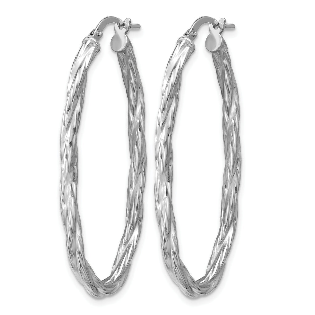 Sterling Silver Twisted Hoop Earrings, 3mm
