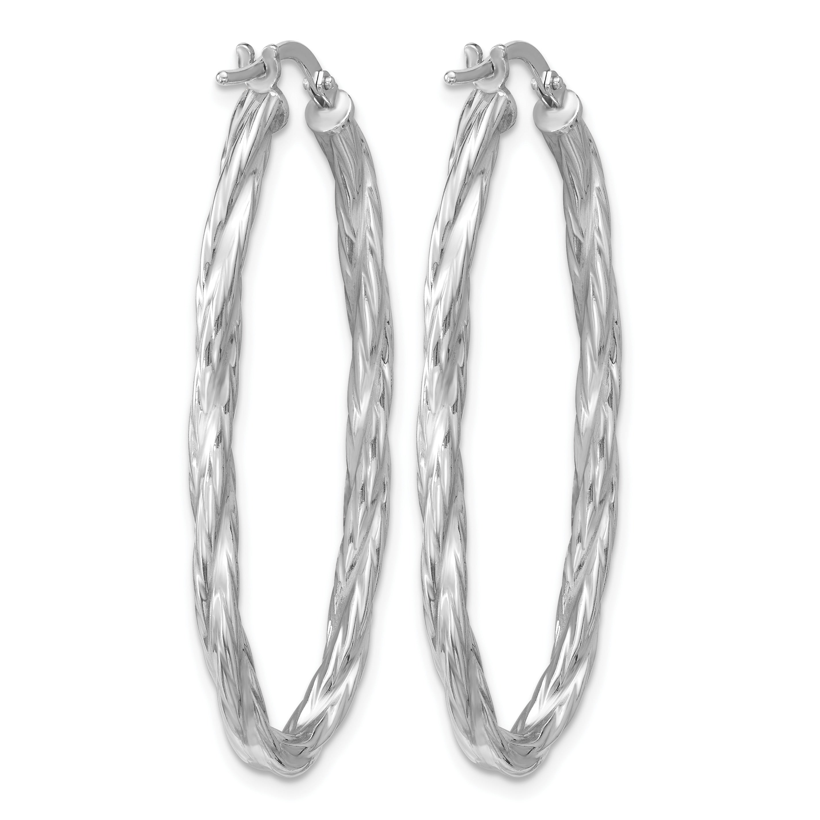 Sterling Silver Twisted Hoop Earrings, 3mm