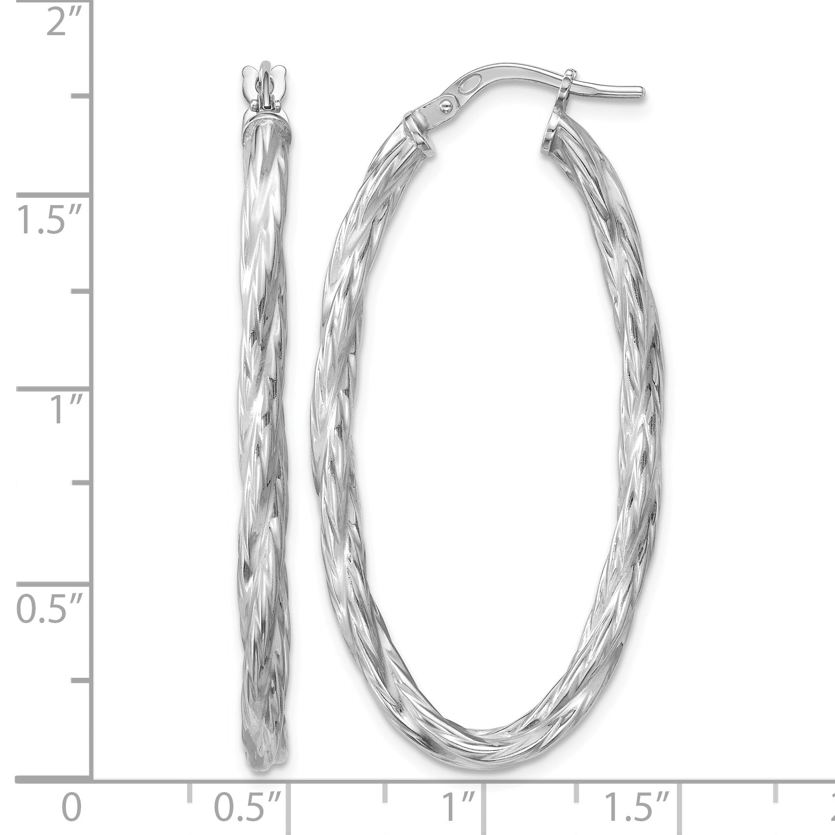 Sterling Silver Twisted Hoop Earrings, 3mm