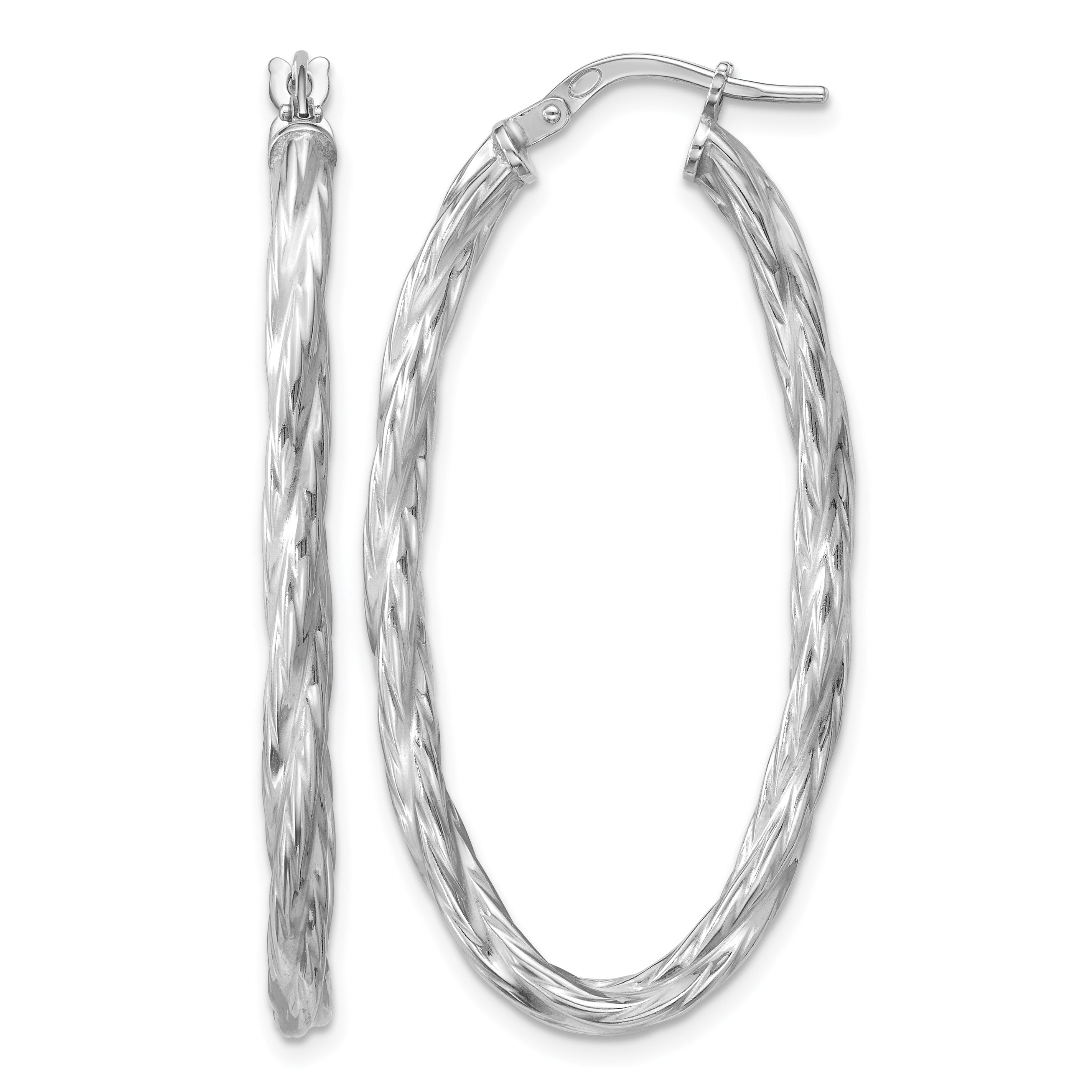 Sterling Silver Twisted Hoop Earrings, 3mm Main image