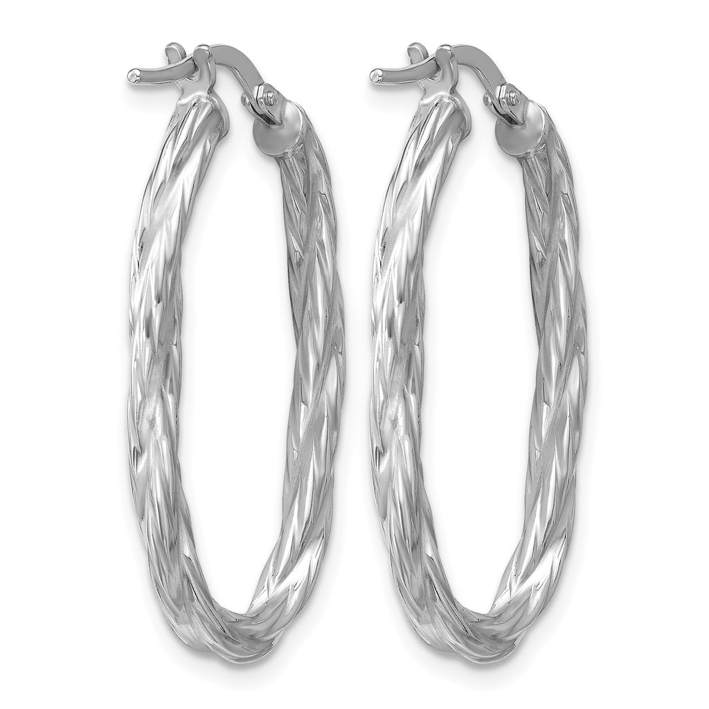 Sterling Silver Twisted Hoop Earrings, 3mm