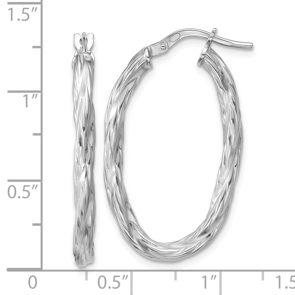 Sterling Silver Twisted Hoop Earrings, 3mm