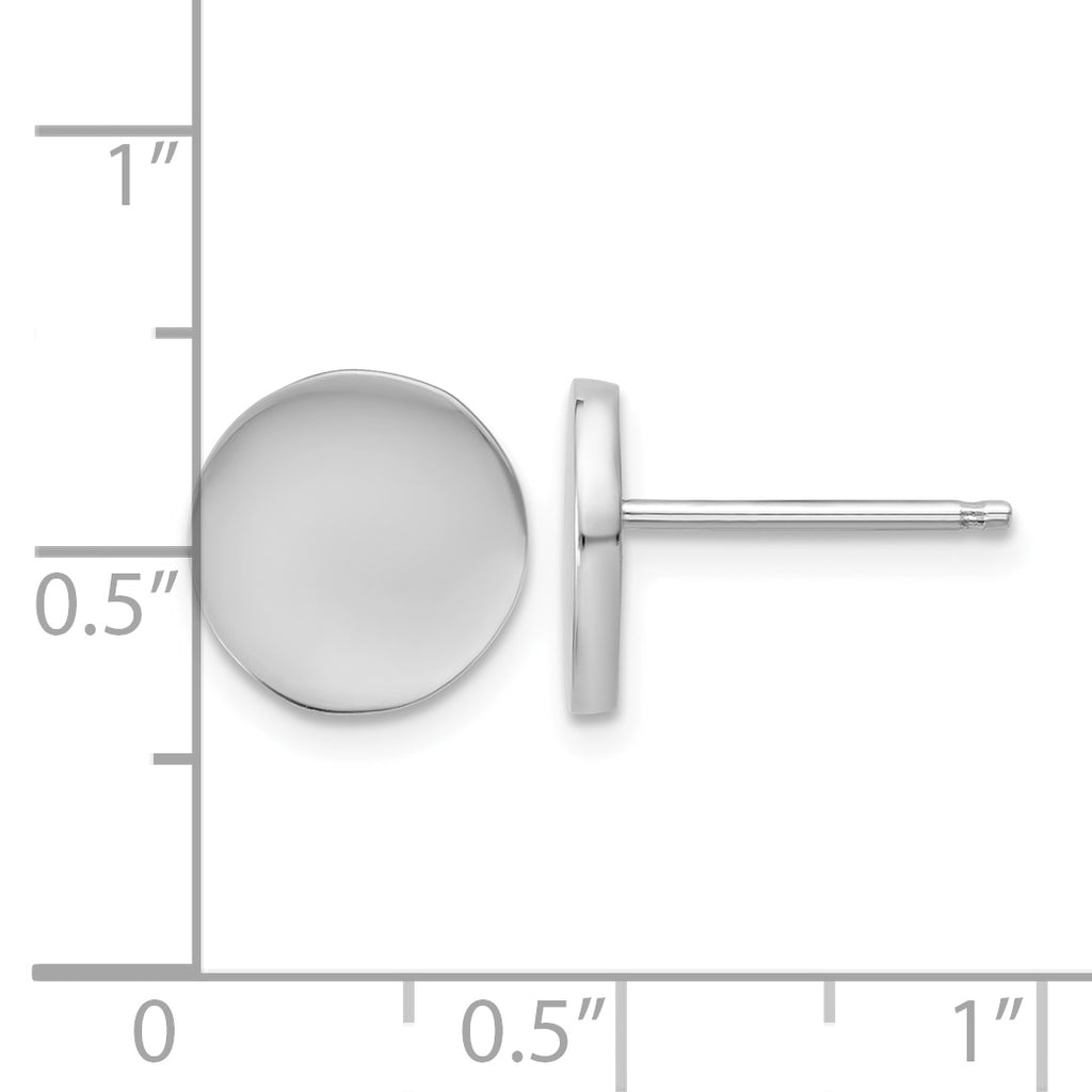Sterling Silver Polished Button Earrings, 10.3mm