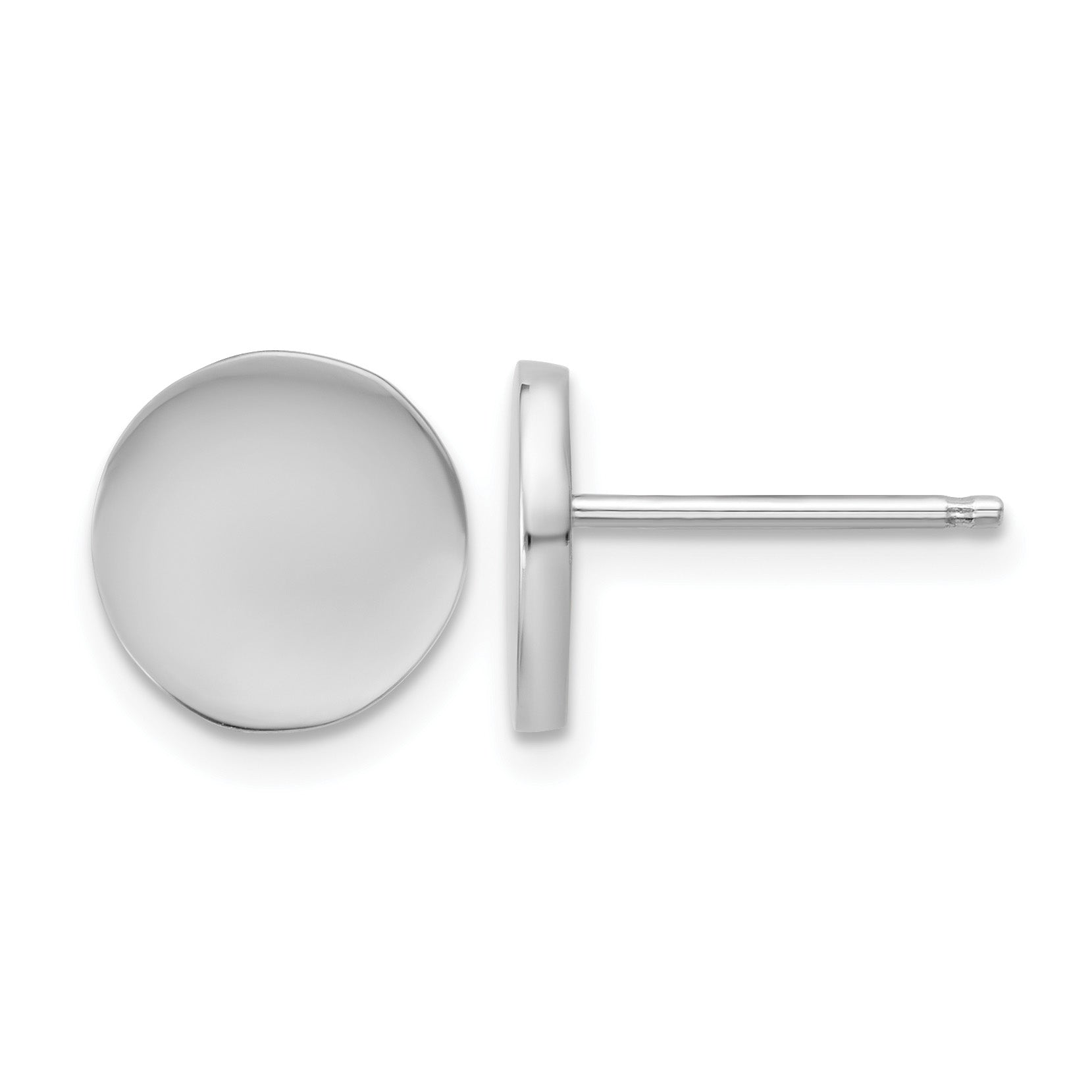 Sterling Silver Polished Button Earrings, 10.3mm