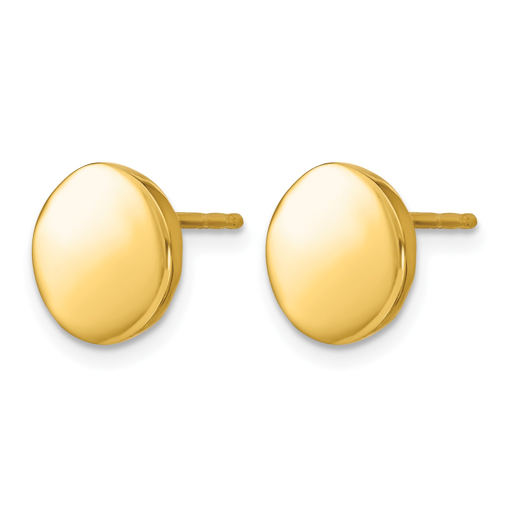 Gold-Plated Sterling Silver Polished Button Earrings, 10.3mm
