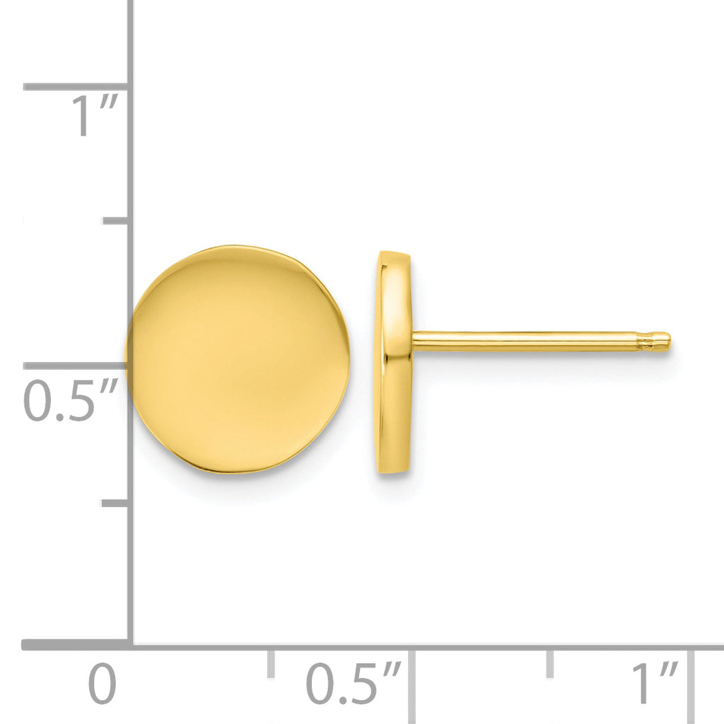 Gold-Plated Sterling Silver Polished Button Earrings, 10.3mm