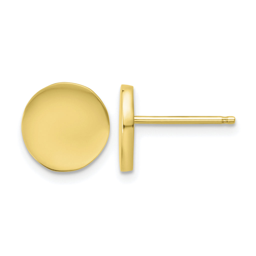 Gold-Plated Sterling Silver Polished Button Earrings, 10.3mm