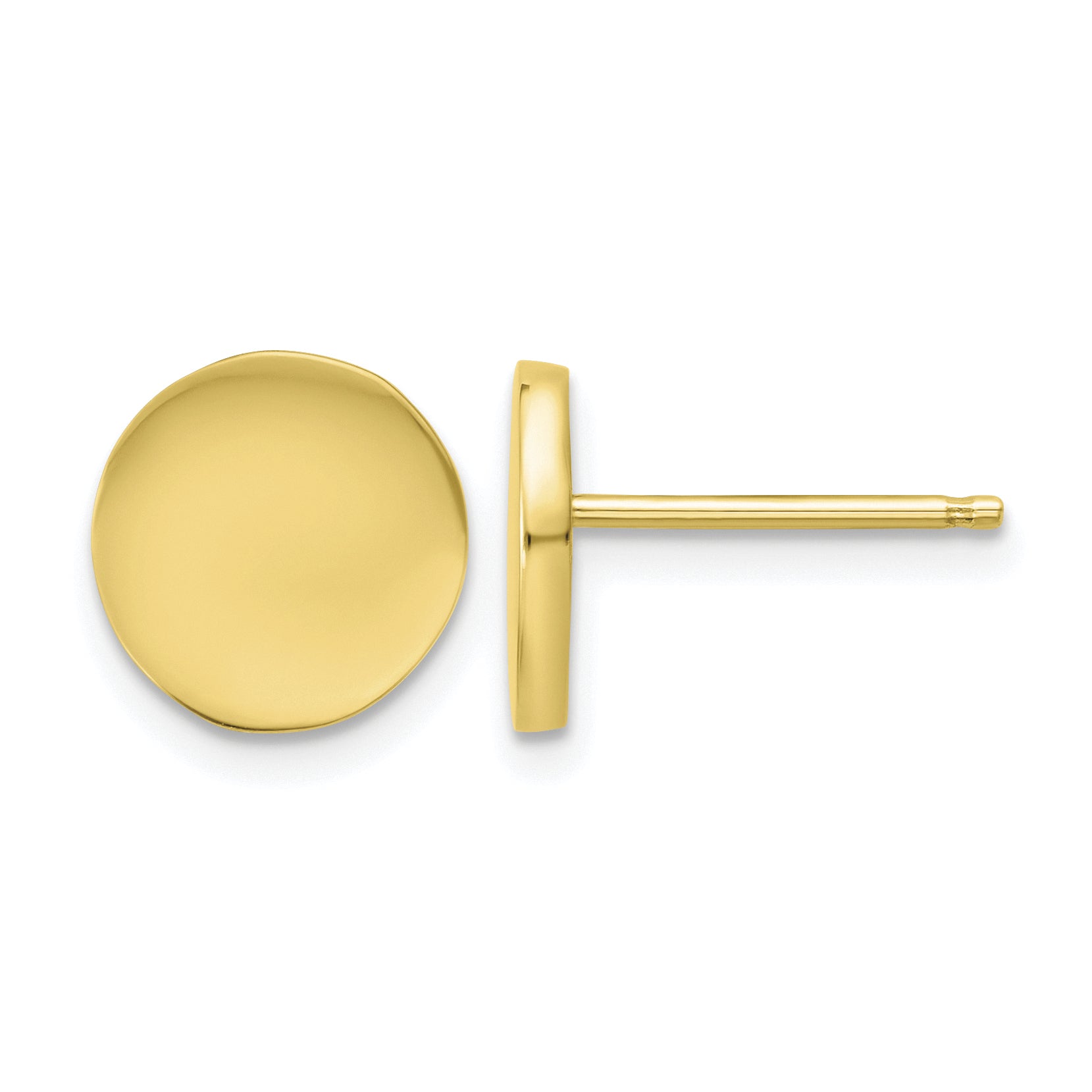Gold-Plated Sterling Silver Polished Button Earrings, 10.3mm