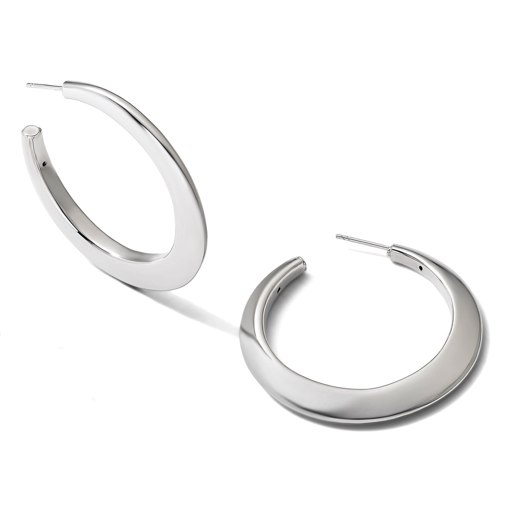 Sterling Silver J-Hoop Earrings, 4.5mm