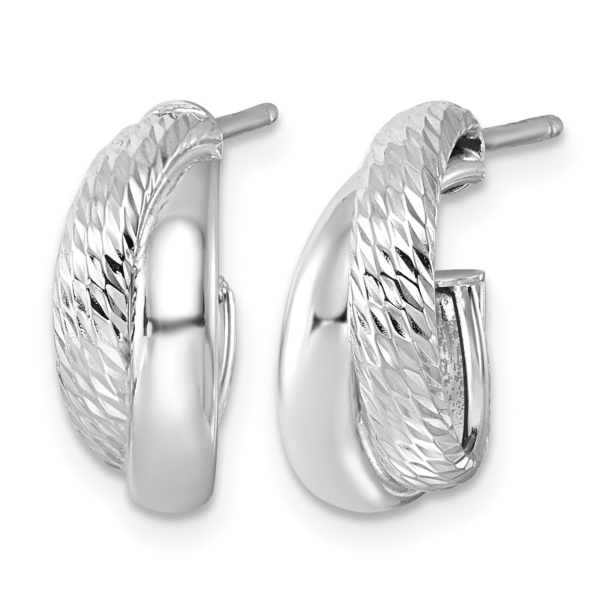 Sterling Silver Cross J-Hoop J-Hoop Earrings, 6.25mm Secondary image