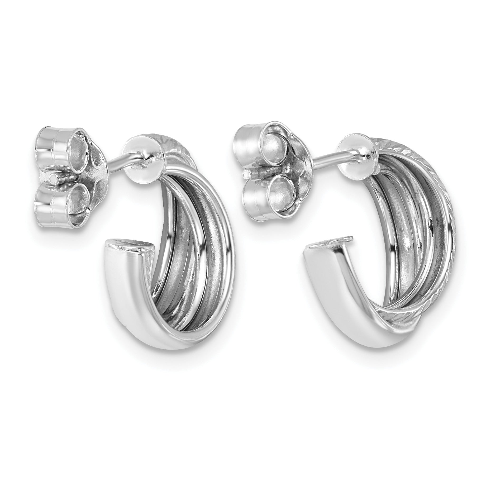 Sterling Silver Cross J-Hoop J-Hoop Earrings, 6.25mm