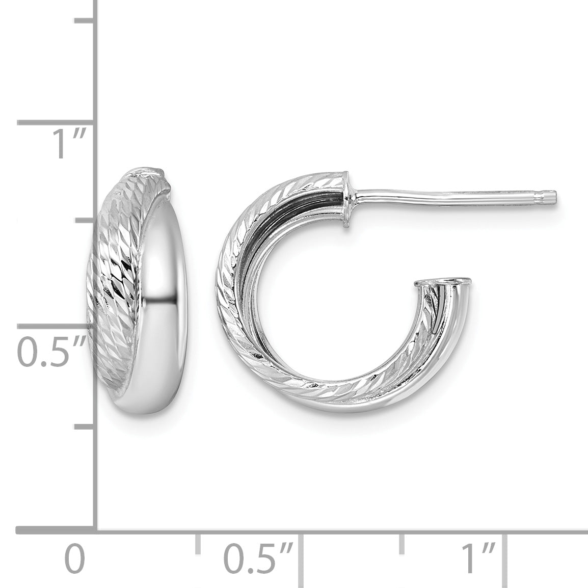 Sterling Silver Cross J-Hoop J-Hoop Earrings, 6.25mm