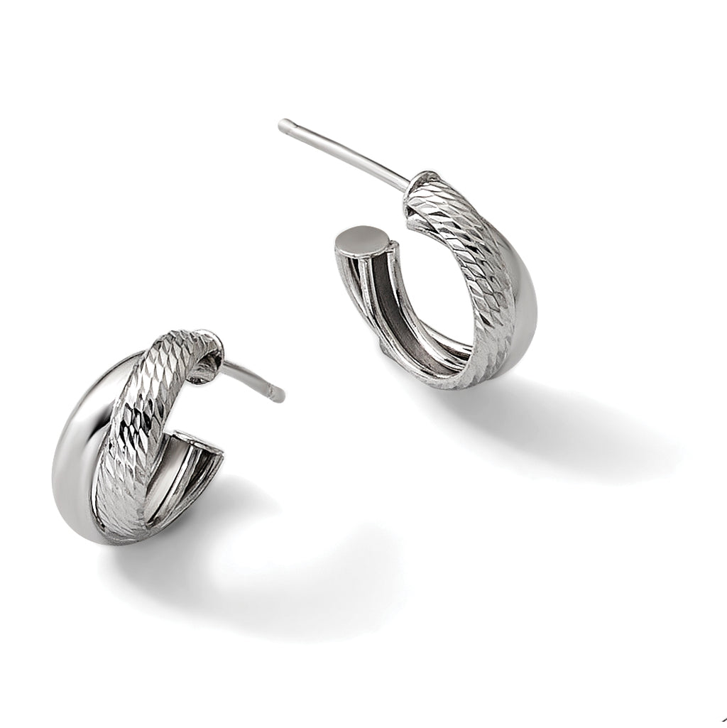 Sterling Silver Cross J-Hoop J-Hoop Earrings, 6.25mm