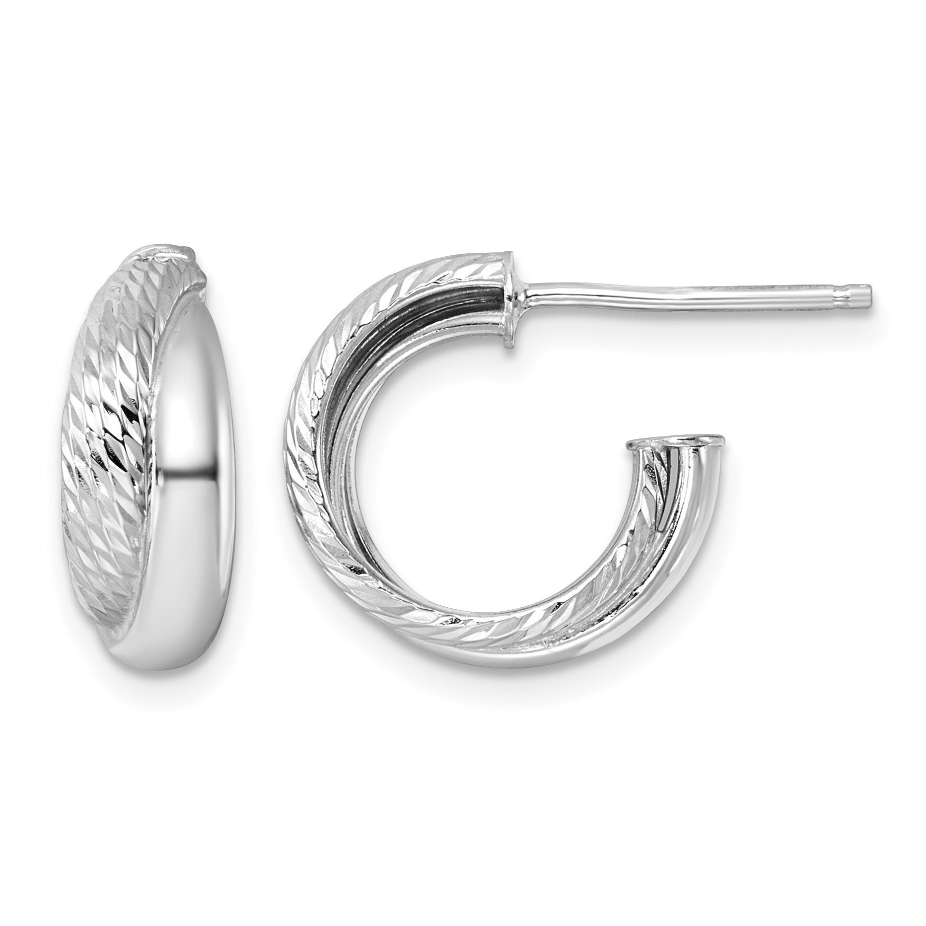 Sterling Silver Cross J-Hoop J-Hoop Earrings, 6.25mm