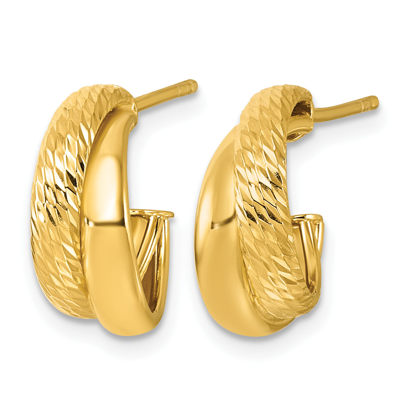 Gold-Plated Sterling Silver J-Hoop Earrings, 6.25mm Secondary image
