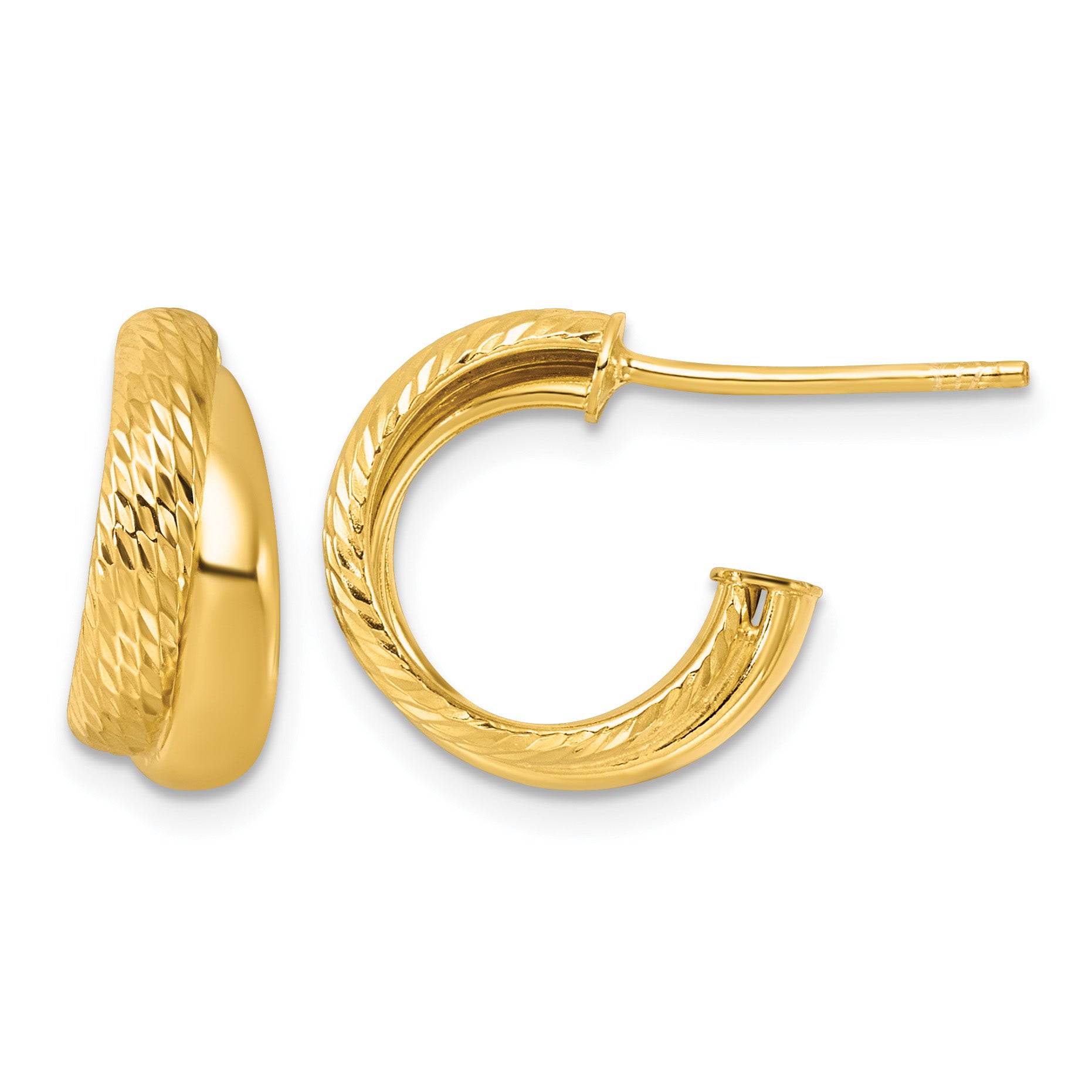 Gold-Plated Sterling Silver J-Hoop Earrings, 6.25mm