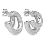 Sterling Silver Puffed J-Hoop J-Hoop Earrings, 12.25mm