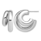 Sterling Silver Puffed J-Hoop J-Hoop Earrings, 12.25mm