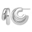 Sterling Silver Puffed J-Hoop J-Hoop Earrings, 12.25mm
